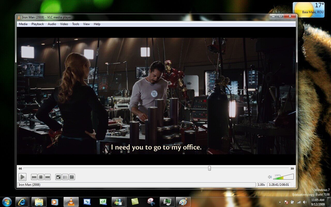 VLC playing Iron Man on Windows 7